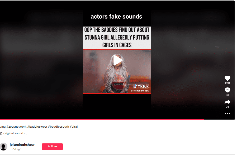 Stunna Girl Dog Cage Kidnapping Case: What Happened To Her- Family And ethnicity A tiktok post about the Stunna Girl cage case by a random Tiktok account.